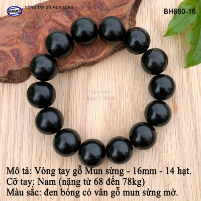Vòng phong thủy gỗ Mun Sừng đen bóng (đủ Size) dành cho người có địa vị, thăng tiến trong công việc (BH680)
