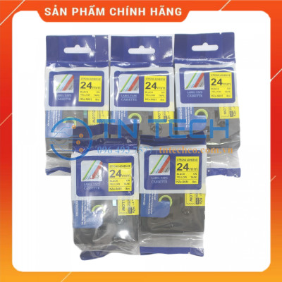 Nhãn In HZE-S651 - Đen nền vàng 24mm x 8m - Dùng cho máy in BROTHER - AIMO - PUTY [Hàng nhập khẩu]