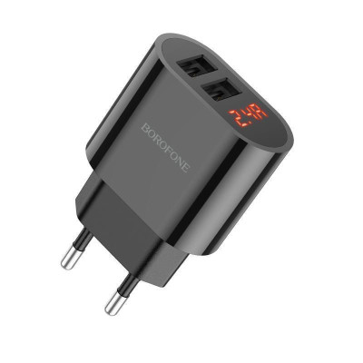 Cốc Sạc Nhanh Borofone BA63A 12W 2 Cổng USB Có LCD 2.4A