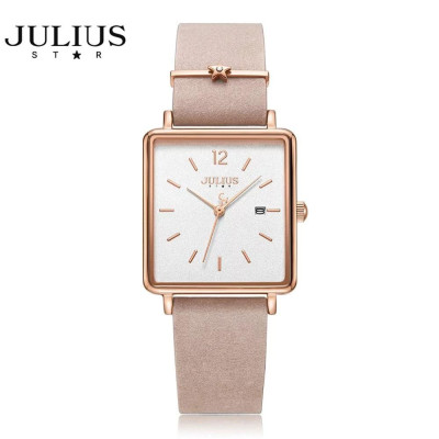  Đồng hồ nữ Julius Star JS-048 dây da mặt vuông