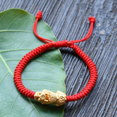 Vòng Tỳ Hưu Bạc Bọc Vàng 24K Kết Dây Đỏ Ngọc Quý Gemstones