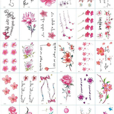 381 Hình Xăm Dán Tattoo Hoạ Tiết Hoa Bỉ Ngạn Hoa Hồng Cánh Bướm