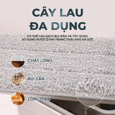 Bộ cây lau nhà tự vắt thông minh 3 thanh vắt sợi microfiber