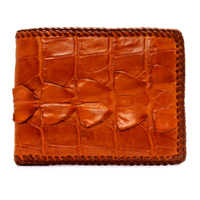 HJ2224 - Bóp nam Huy Hoàng da cá sấu đan viền màu vàng