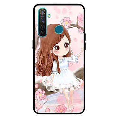 Ốp Lưng in cho Realme 5 Mẫu Nàng Chibi Nền Hồng - Hàng Chính Hãng