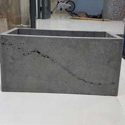 Chậu trồng cây cảnh, cây ban công đá tự nhiên mộc mạc, hình chữ nhật, màu xám bền đẹp KT D40xR20xC20cm, Chậu trồng cây treo tường, Chậu hoa đá ong xám, chậu trồng cây đá tự nhiên