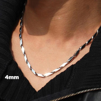 Dây chuyền cao cấp đẹp nam titan sang trọng inox thép không gỉ hỏa tiển trơn trangsucpt 4mm PTDCNA14