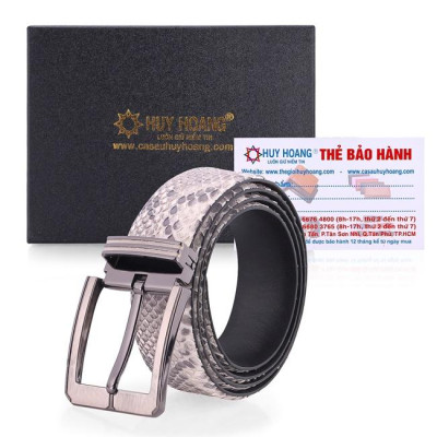 HP4316-17-20-41 - Thắt lưng nam da trăn Huy Hoàng 4P đầu kim màu da nguyên thủy, đen, trắng, nâu