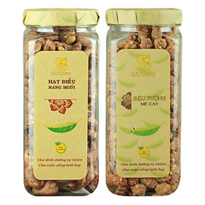 Combo Hạt Điều Rang Muối Vỏ Lụa Hải Long (250g /Hũ) + Đậu Phộng Mè Cay Hải Long (250g)