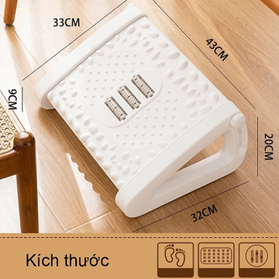 Ghế gác chân KG02S văn phòng công thái học, kê chân matxa cao cấp giảm căng thẳng loại xịn dài 43cm - Hàng chính hãng