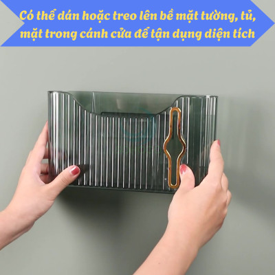 Hộp đựng cuộn túi rác nhiều ngăn 24x13.5x6cm- Hộp nhả túi nilon dạng cuộn - Giá treo túi rác mini tiện dụng