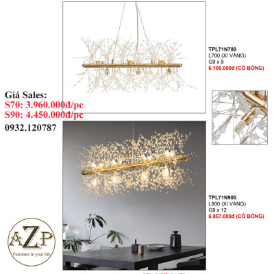 ĐÈN THẢ TRẦN PHA LÊ / ĐÈN THÔNG TẦNG TRANG TRÍ PHÒNG KHÁCH / PHÒNG NGỦ / CẦU THANG / KHÔNG GIAN SANG TRỌNG AZP-71 phong cách đương đại, hàng nhập khẩu AZP