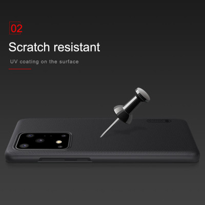Ốp Lưng Sần chống sốc cho Samsung Galaxy S20 Ultra hiệu Nillkin Super Frosted Shield (Đính kèm giá đỡ hoặc miếng dán từ tính) - Hàng Chính Hãng