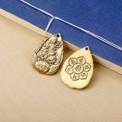 Dây chuyền mặt Phật Phổ Hiền Bồ Tát hoa sen bằng đồng - MV02