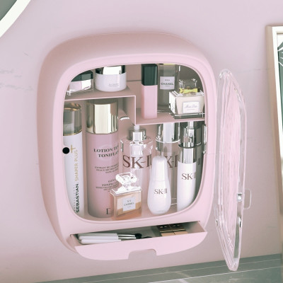 Kệ đựng mỹ phẩm cao cấp, CỬA MỞ NAM CHÂM KÍNH MIKA TRONG SUỐT treo tường không đục lỗ ( TẶNG MÁY TỈA LÔNG MŨI )