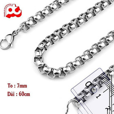 Dây chuyền nam titan cao cấp rẻ titan thép không gỉ bông dừa khít trangsucpt kích cỡ 7mm PTDCNA191