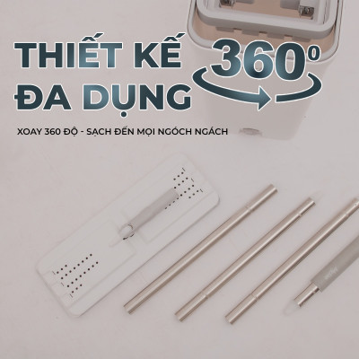 Bộ cây lau nhà tự vắt thông minh 3 thanh vắt sợi microfiber