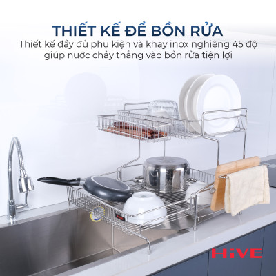 GIÁ ÚP CHÉN BÁT HiVE NEW 2 TẦNG INOX