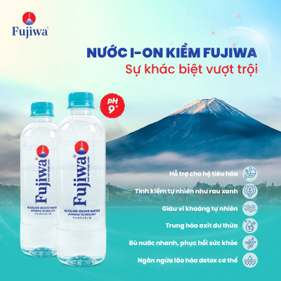 Thùng 24 Chai Nước Uống Ion Kiềm Cao Cấp Đóng Chai Fujiwa 450ml - Nước uống Detox với Công Nghệ Điện Phân Ion Kiềm