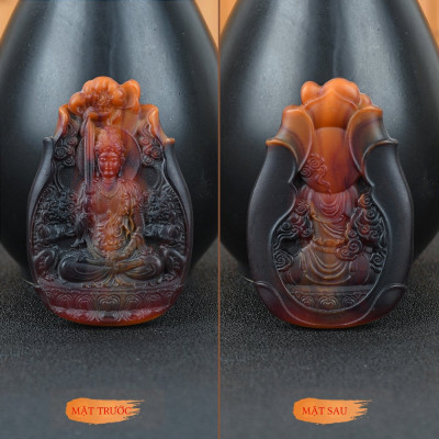 Dây chuyền Phật A Di Đà hương thơm bằng Long Diên Hương tổng hợp (Có dây đeo)