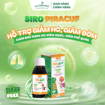  Piracuf Syrup hỗ trợ long đờm, giảm ho, viêm phế quản, viêm họng (120ml) - Nutramed