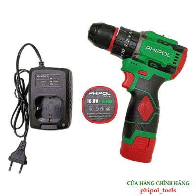 Combo Máy khoan vít 16.8V động cơ không chổi than PHIPOL TOOLS PH3022 Kèm 2 pin và sạc - Hàng Chính Hãng