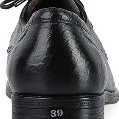 Giày tây nam Huy Hoàng da bò vân da trăn cột dây màu đen HT7798