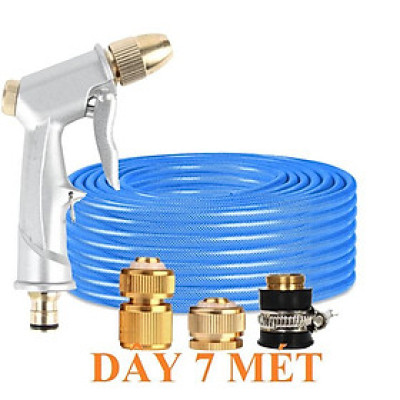 ️Evoucher Bộ dây vòi xịt nước rửa xe, tưới cây , tăng áp 3 lần, loại 7m,10m 206701 đầu đồng,cút đồng,+ mở chai