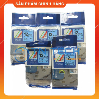 Nhãn In Tz2-531 - Đen nền dương 12mm x 8m - Dùng cho máy in BROTHER - AIMO - PUTY [Hàng Nhập Khẩu]