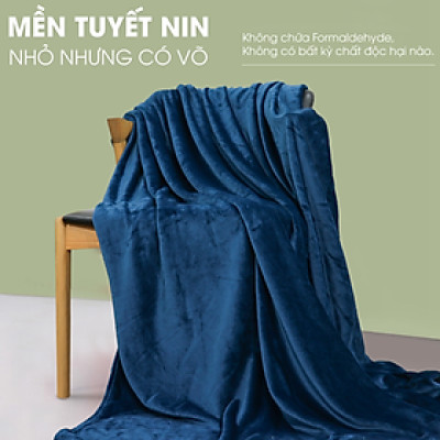 Mền tuyết NIN House màu xanh Dark Blue 1m3x2m, 1m6x2m chăn tuyết nhung microfiber