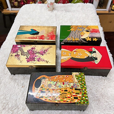 Hộp nữ trang 2 tầng Sơn Mài Cao Cấp Thanh Bình Lê đựng đồ trang sức, vật dụng nhỏ xinh, làm quà tặng,...