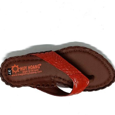 Dép nữ Huy Hoàng da cá sấu màu đỏ tươi HT7244
