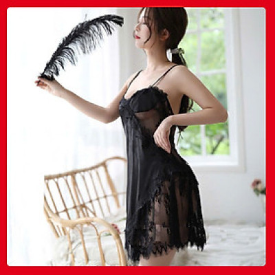 Váy ngủ hai dây phối ren sexy Q76 - Đầm ngủ lụa cao cấp - Đồ ngủ nữ