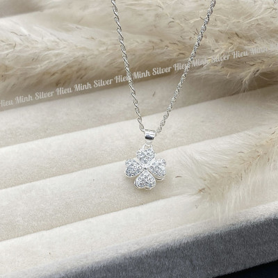 Dây Chuyền Bạc 925 Cỏ 4 Lá Xoay Vòng Bạc Hiểu Minh DMD542