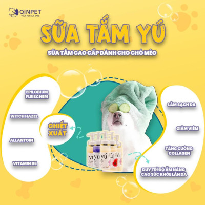 Sữa tắm Yú Cao cấp Phương Đông, chính hãƞg Dành Cho Chó Mèo, Chai Chiết 200ml