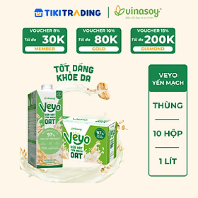 Thùng Veyo sữa hạt yến mạch (10 hộp x 1 Lít)