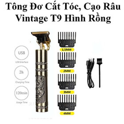 Tông Đơ Cắt Tóc, Cạo Râu, Bấm Viền Vintage T9 Hình Rồng