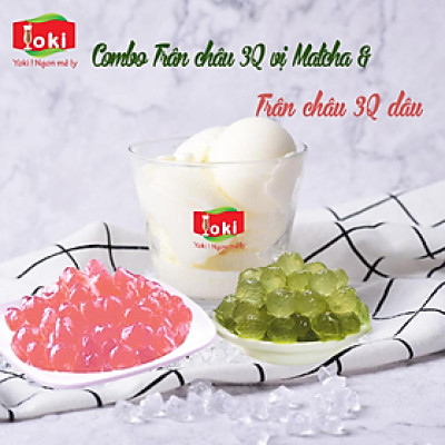 Combo Trân châu 3Q vị dâu Yoki & Trân châu 3Q vị Matcha Yoki·