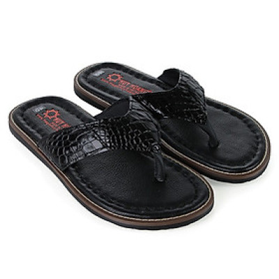 HC7233 - Dép nam Huy Hoàng da cá sấu kiểu kẹp màu đen