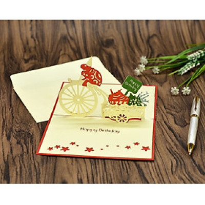 Thiệp 3D Pop Up Xe Đạp Chở Quà Sinh Nhật – Thiệp Chúc Mừng Sinh Nhật Handmade, Độc Đáo, B03
