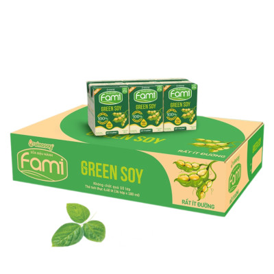 Thùng sữa đậu nành Vinasoy Fami Green soy rất ít đường (**) (36 hộp x 180ml)