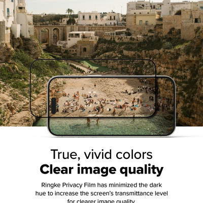 [Combo 2] Dán cường lực chống nhìn trộm cho iPhone 16 Pro Max/16 Pro/16 Plus/15 Plus/16/15 RINGKE Easy Slide Privacy Tempered Glass - Hàng Chính Hãng