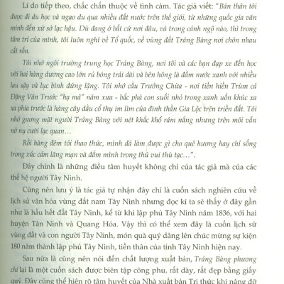 Tràng Bàng phương chí - Lịch sử, văn hóa vùng đất và con người nam Tây Ninh