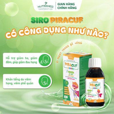  Piracuf Syrup hỗ trợ long đờm, giảm ho, viêm phế quản, viêm họng (120ml) - Nutramed