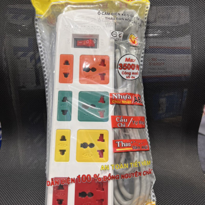 Ổ cắm điện đa năng Honjianda HJD-0448B -13A dây 3 mét hàng chính hãng màu ngẫu nhiên