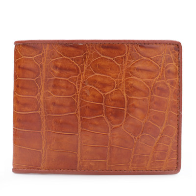 HJ2221 - Bóp nam Huy Hoàng da cá sấu ngăn sau màu vàng