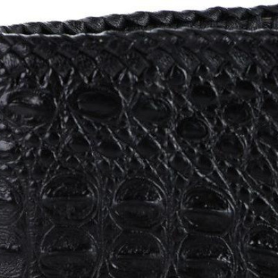 Bóp nam Huy Hoàng da cá sấu nguyên con đan viền màu đen HT2762