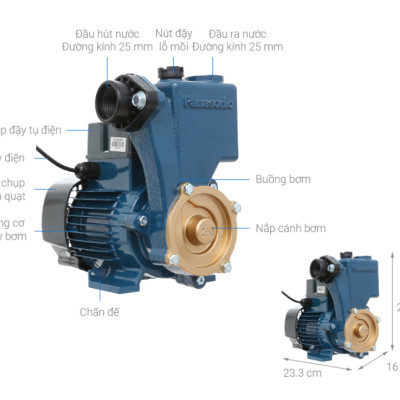 Máy bơm nước 250W Panasonic chính hãng - Máy bơm đẩy cao 30m