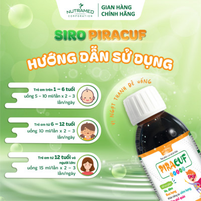  Piracuf Syrup hỗ trợ long đờm, giảm ho, viêm phế quản, viêm họng (120ml) - Nutramed