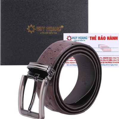 Thắt Lưng Nam Da Đà Điểu Bản Lớn Da Hột Đầu Kim Huy Hoàng HT4439 - Nâu Đất